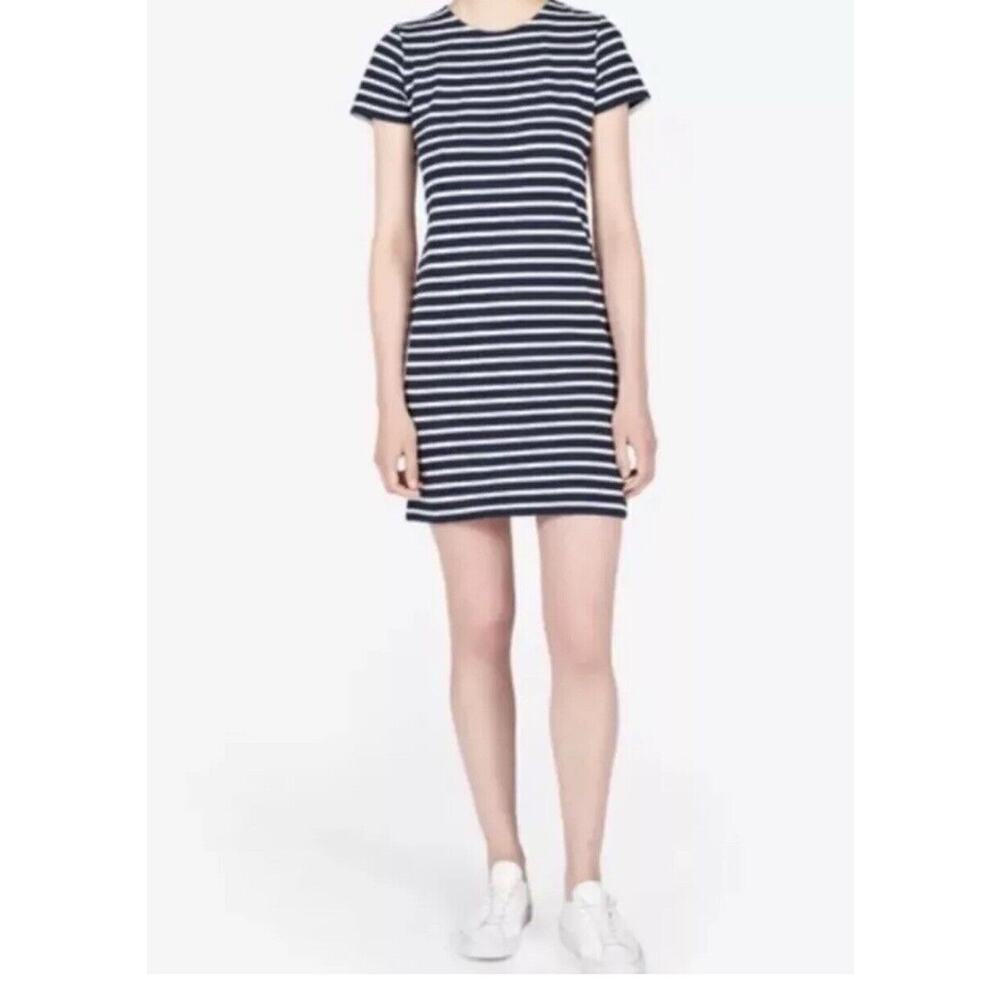 Everlane Gia Dress Women’s Size XS Navy Blue White Striped Cotton Mini 1632